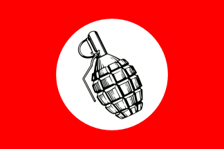 Red flag with hand grenade, ratio 2:3